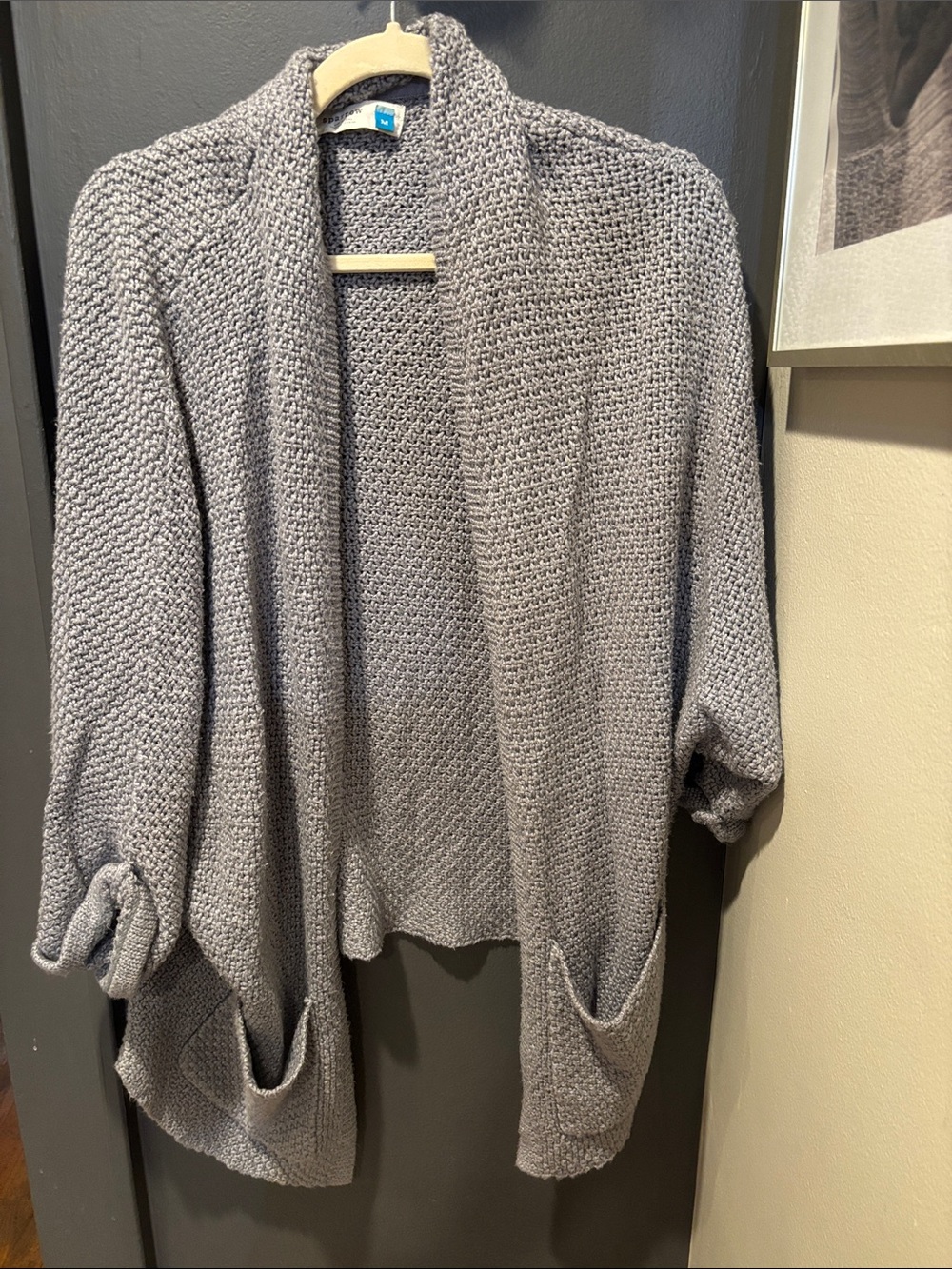 sparrow Gray Open-Front Knit Cardigan with Pockets